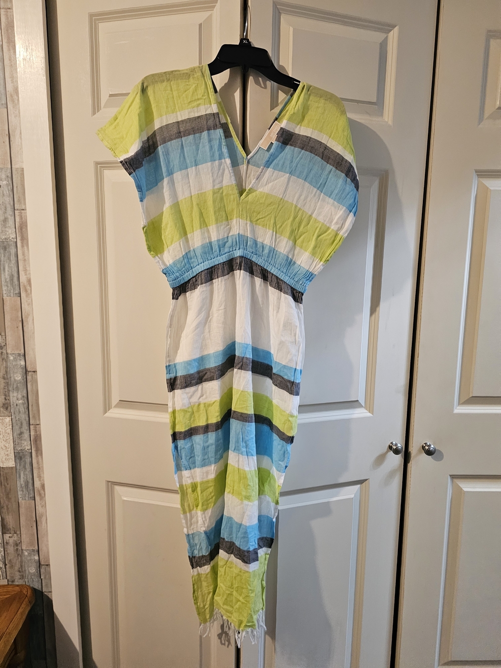 MICHAEL Michael Kors Striped Cover Up in Lime, Blue & White